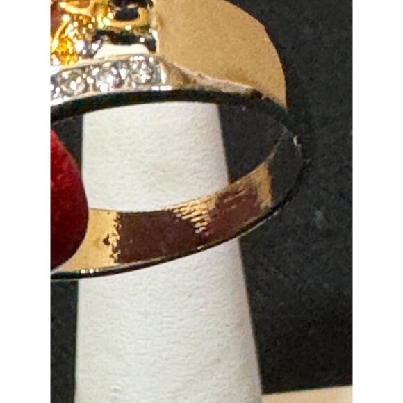Gold & Silver Tone Elephant Ring With Rhinestones For Women Size 10 - Picture 5 of 7
